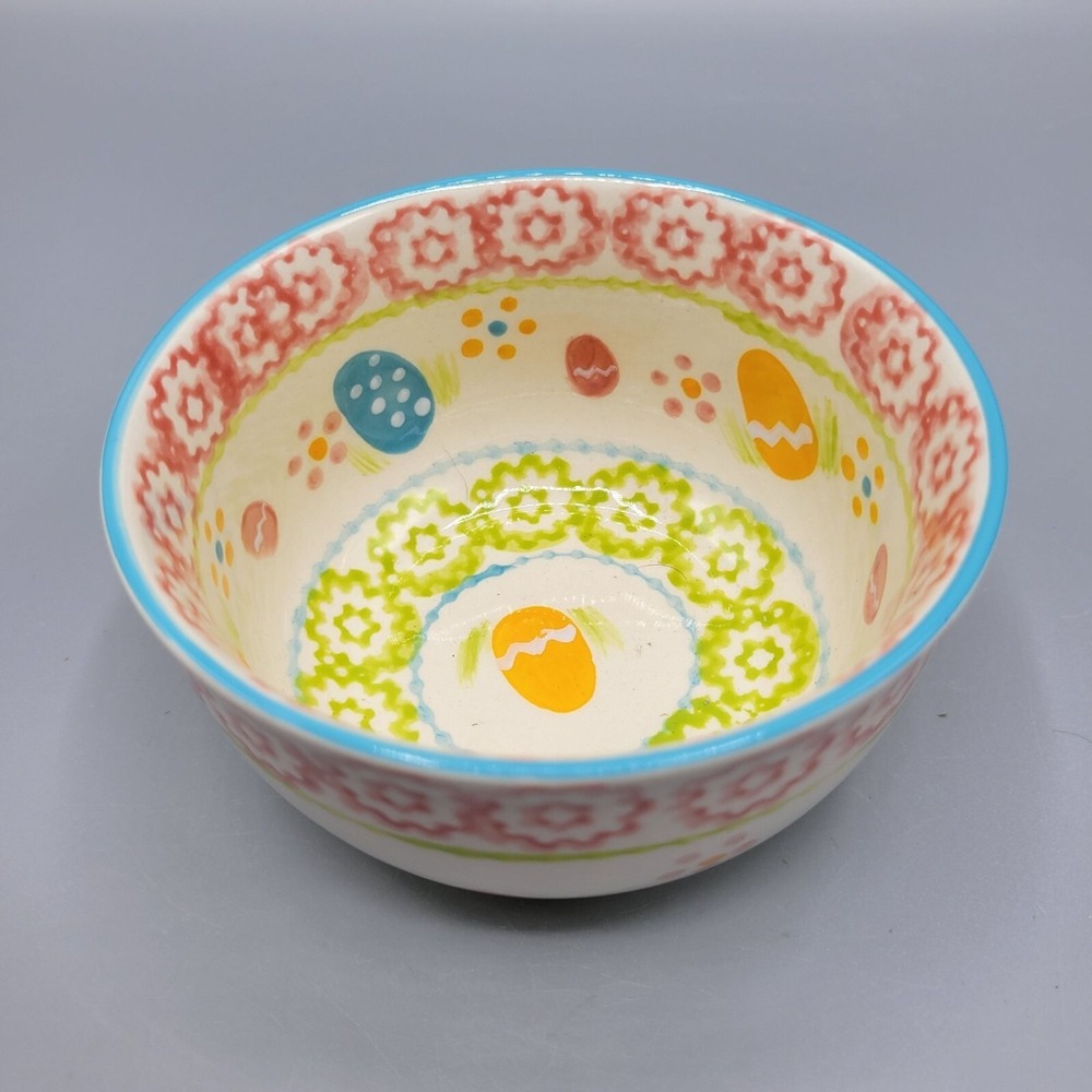 Temptations Easter Egg 10 Oz Ceramic Mixing Bowl Easter Spring Floral